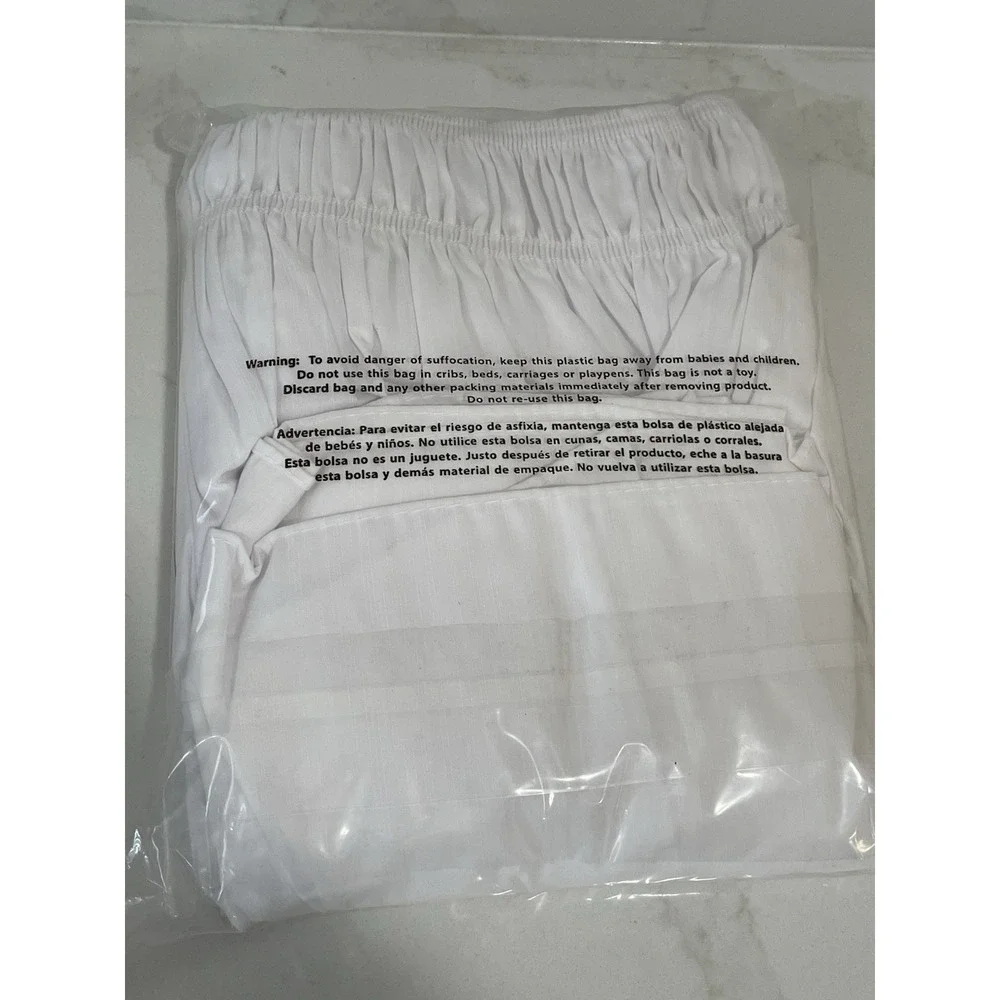 New Biscayne Bay Wrap Around Twin Sz Bed Elastic White Bedskirt 15